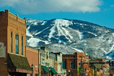 View of the slopes from town of Steamboat Springs