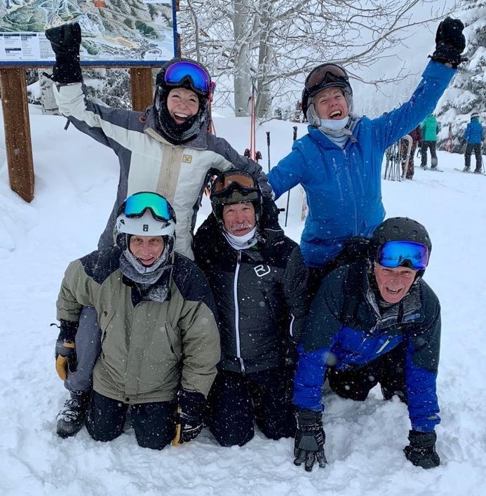Five skiers at Steamboat