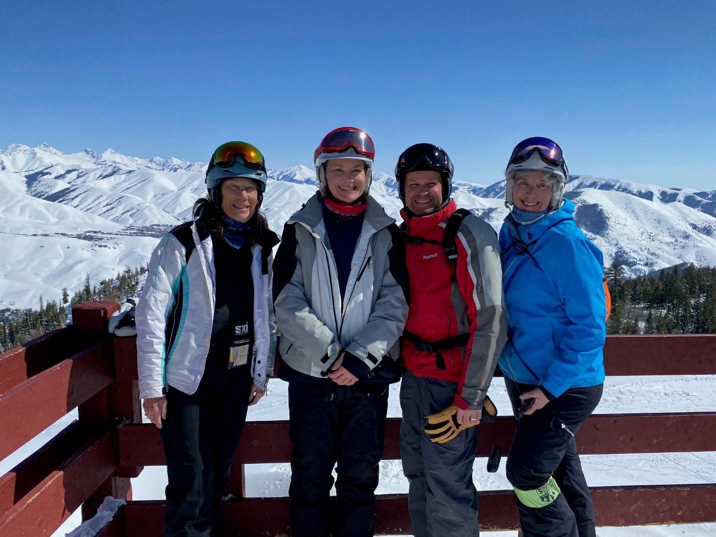 Group of skiers overlooking mountains at Sun Valley